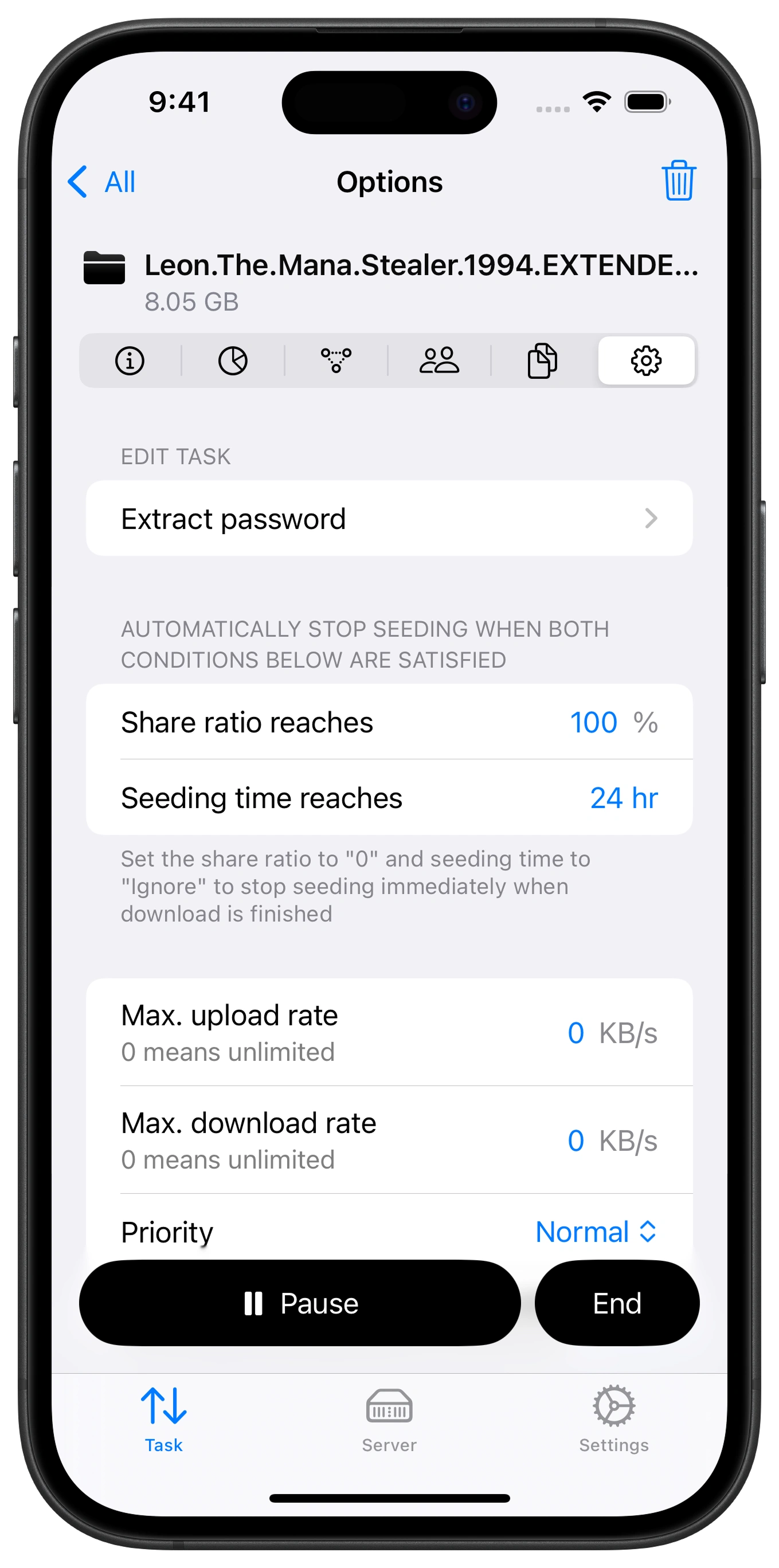 Task Options